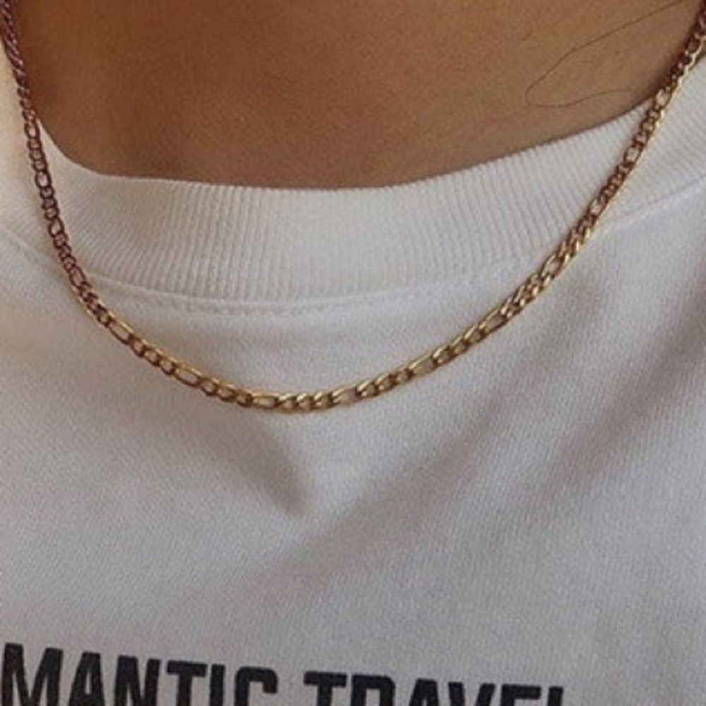 Gold Thin Figaro Chain Necklace